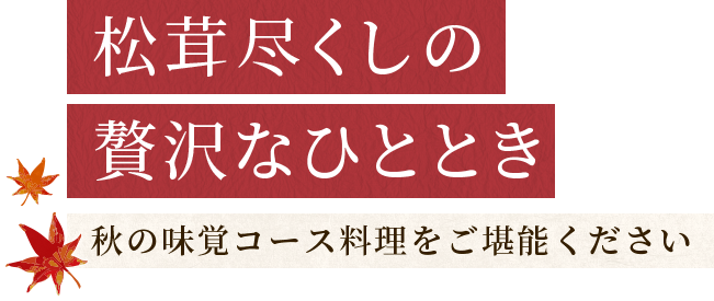 松茸尽くしの贅沢なひととき | 秋の味覚コース料理をご堪能ください